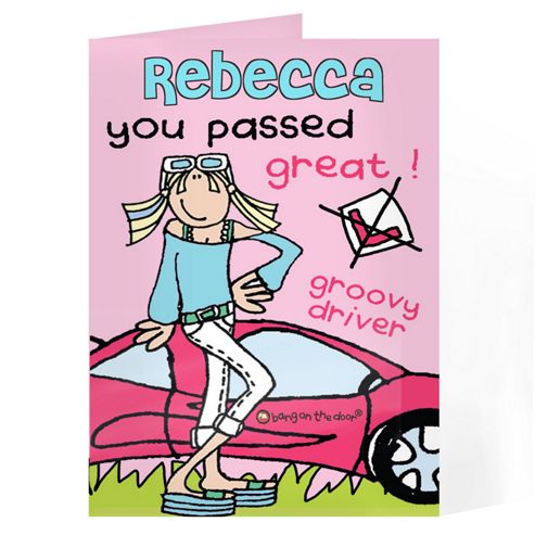 Image of Personalised Bang On The Door Female Driving Test Card