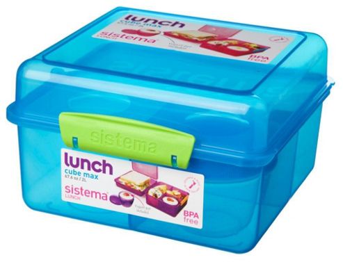 Image of Sistema Lunch Cube Max Lunch Box With Yoghurt Pot, Blue
