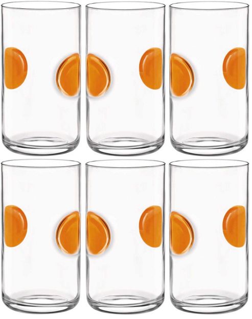 Image of Bormioli Rocco Giove Water Tumbler Glasses - Set Of 6 - Orange - 490ml