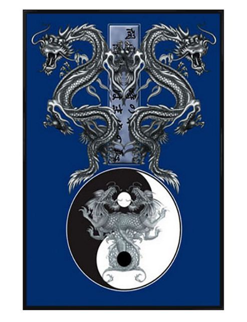 Image of Tao Dragons Gloss Black Framed Yin And Yang Poster