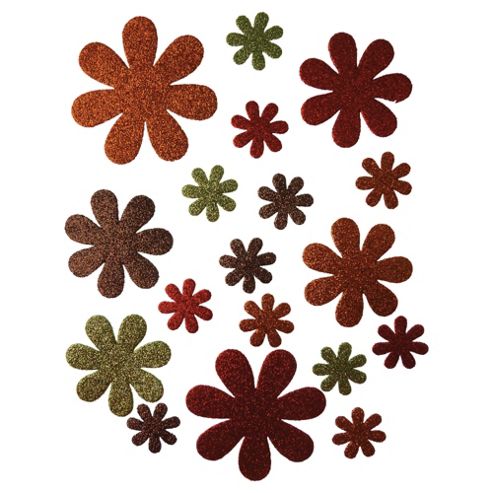 Image of Antique Glitter Blooms, Self-adhesive Stickers, 18 Pieces