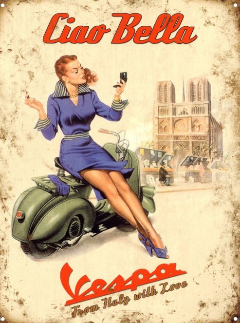 Image of Vespa Ciao Bella Tin Sign