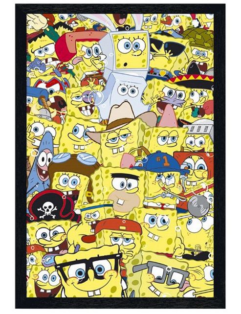Image of Spongebob Squarepants Black Wooden Framed Spongebob In Disguise Poster