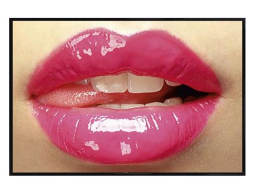 Image of Pink Lips Gloss Black Framed Hot Lips Poster