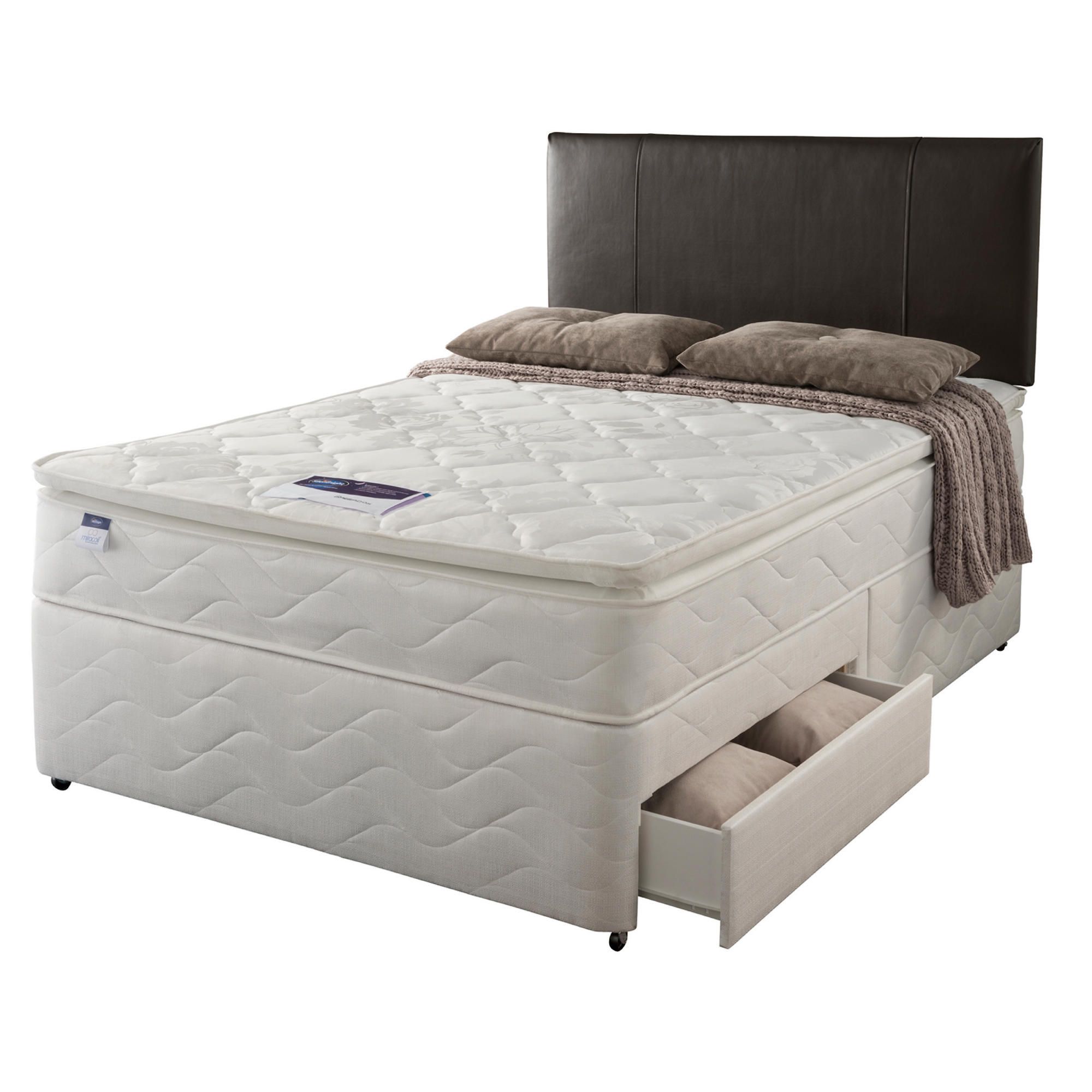 Silentnight Miracoil Pillowtop Fiji King 2 Drawer Divan set at Tesco Direct