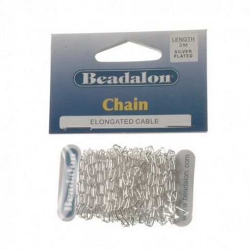 Image of Beadalon Chain 3.4mm Elong Silver Plate 2m