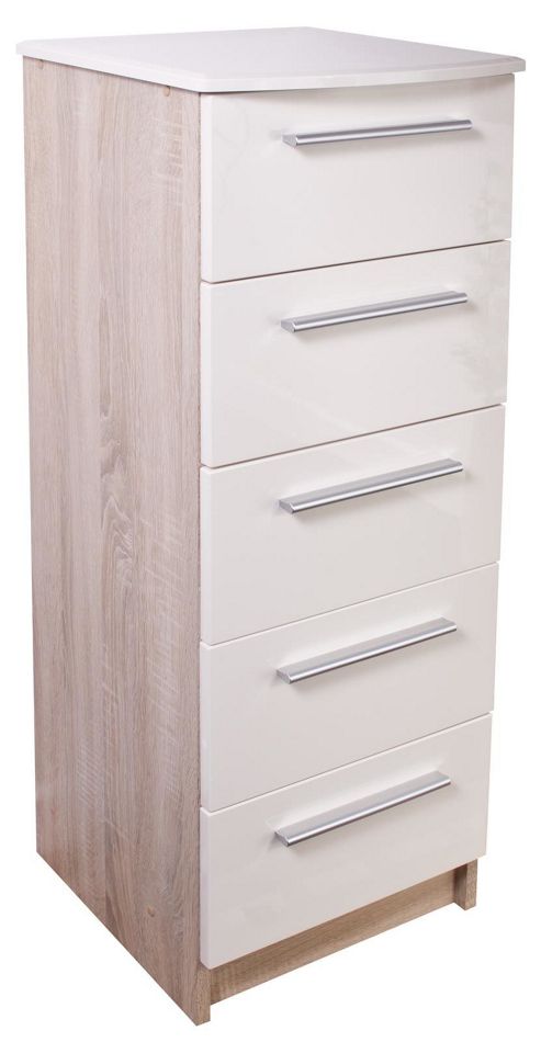 Image of Altruna Chester 5 Drawer Chest - Cream / Light Oak