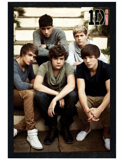 Image of One Direction Black Wooden Framed Stars On The Stairs 1d Poster