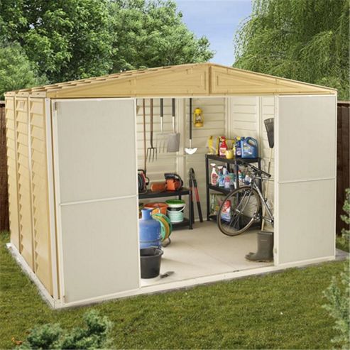 ... Woodgrain Apex Plastic Shed from our Plastic Sheds range - Tesco.com