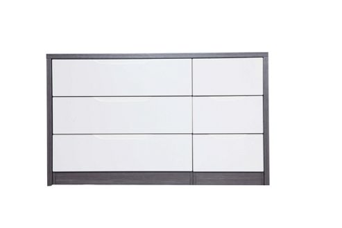 Image of Alto Furniture Avola 6 Drawer Double Chest - Grey Avola Carcass With Cream Gloss