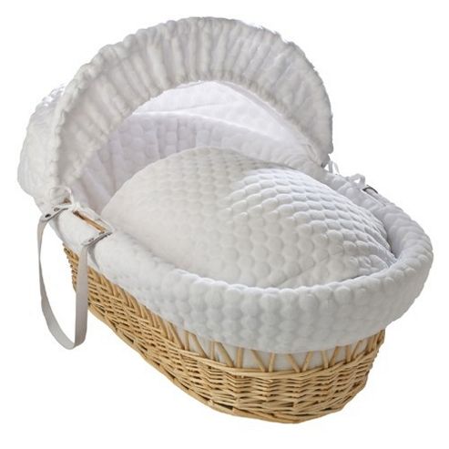 Image of Clair De Lune Natural Wicker Moses Basket (marshmallow White)