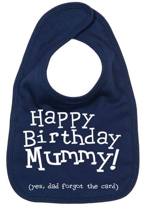 Image of Dirty Fingers Happy Birthday Mummy! Baby Feeding Bib Navy