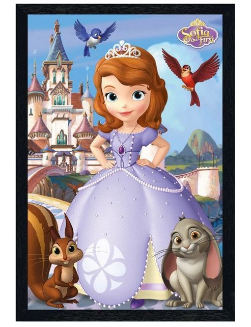 Image of Black Wooden Framed Disney Sofia The First Poster
