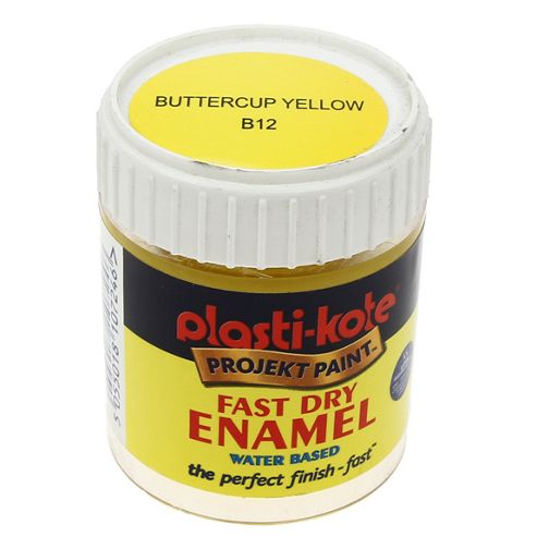 Image of Plasti-kote Brush On Water Based Enamel - Buttercup Yellow 59ml