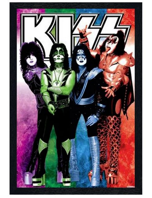 Image of Kiss Black Wooden Framed American Rock Gods Poster