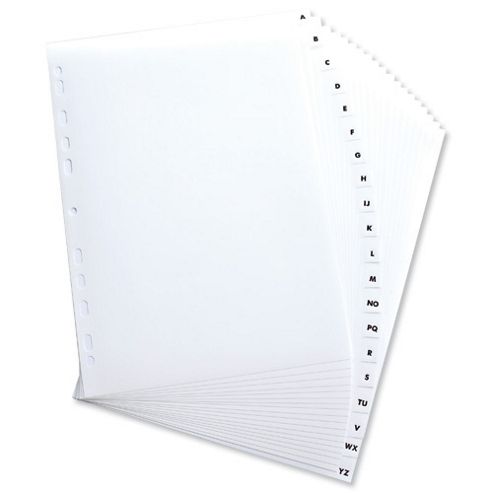 Image of Elba Index Mylar-reinforced Europunched A-z Clear Tabs A4 White Ref 100204596