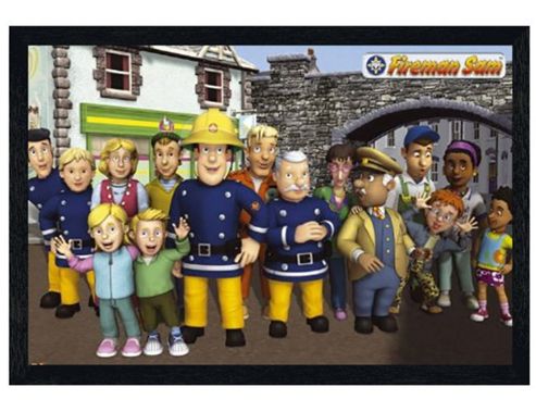 Image of Fireman Sam Black Wooden Framed And Friends Poster