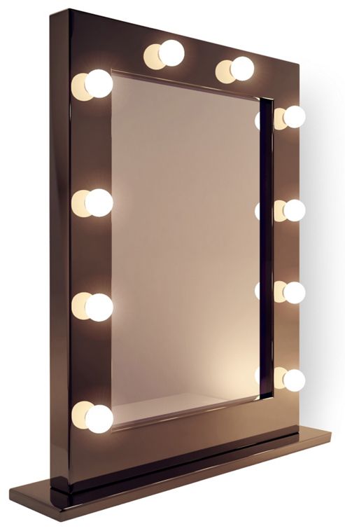 Image of High Gloss Black Hollywood Makeup Mirror With Cool White Led Lamps K112cw
