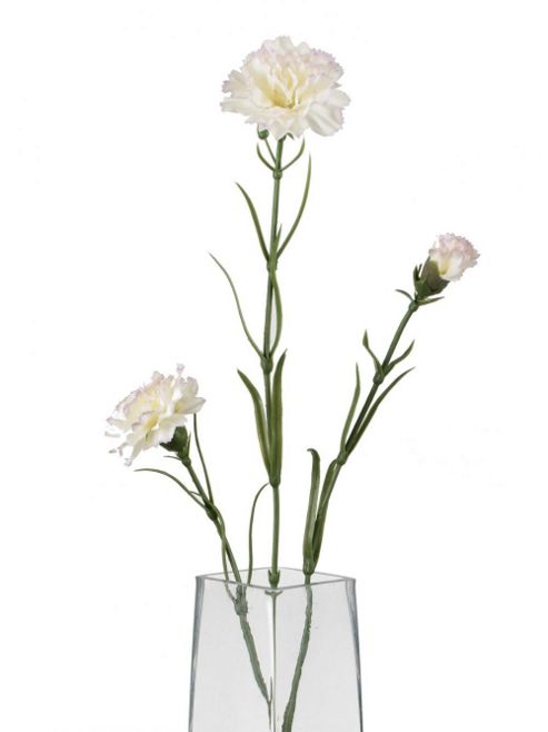 Image of Artificial 70cm Single Stem Multi Headed White And Pink Tipped Carnation