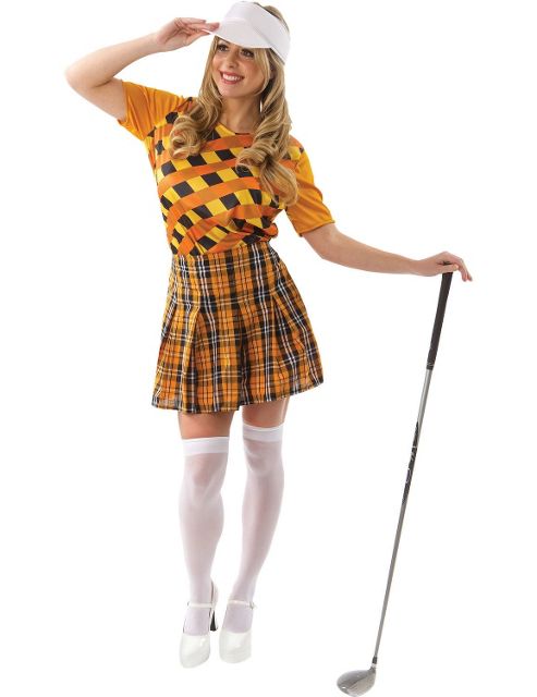 Image of Female Golfer Costume (orange & Black) Small