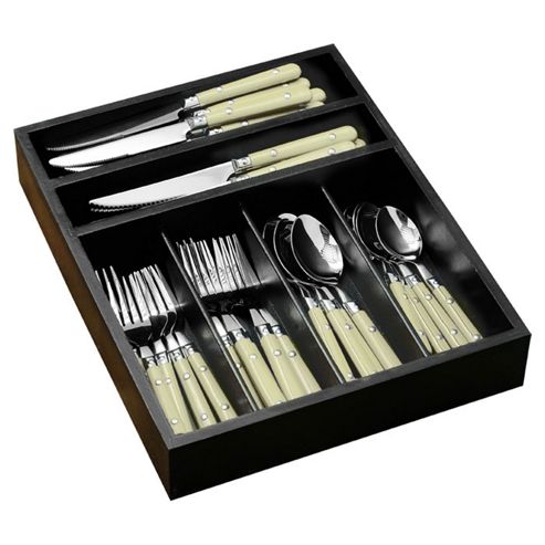 Image of Premier Housewares 36 Piece Cafe Cutlery Set With Tray - Cream