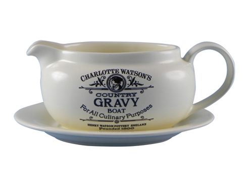 Image of Henry Watson Pottery Charlotte Watson Gravy Boat With Saucer