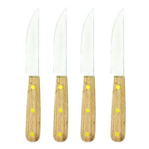 Image of Tew 4 Piece Steak Knife Set With Oak Wood Handles
