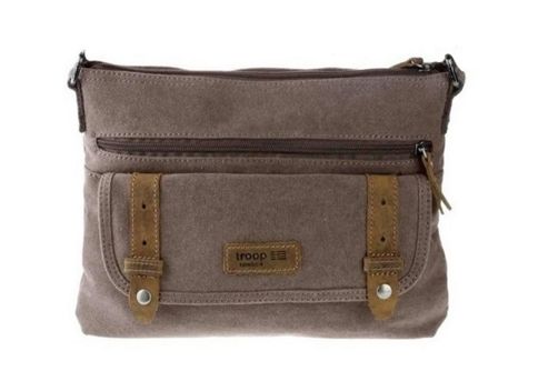 Image of Tpv0044 Troop London Vintage Canvas Shoulder Bag Brown