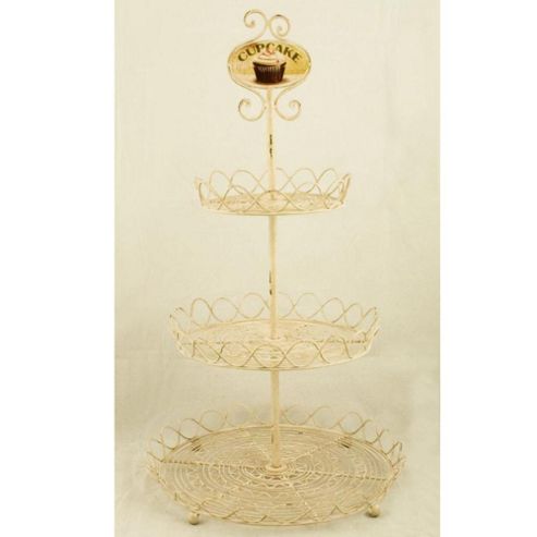 Image of Cake - 3 Tier Cupcake / Teatime Tray Stand - Cream