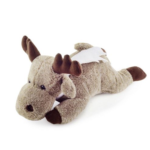 Image of Soft Brown Laying Fluffy Reindeer Beanie Ornament