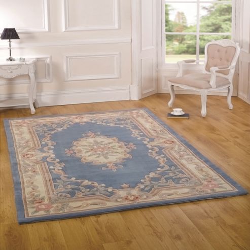 Image of Lotus Premium Aubusson Blue 60x120 Wool Rug