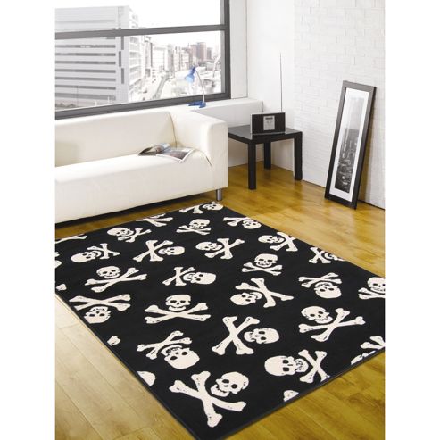 Image of Retro Funky Cross Bones Black 120x160 Cm Rug