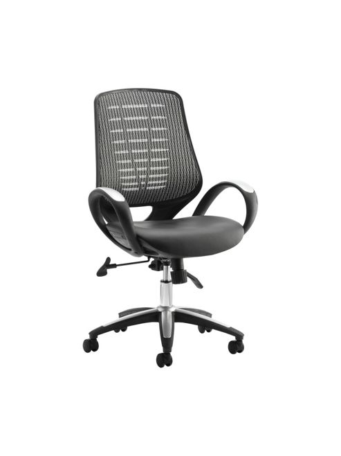 Image of Maestro Glostrup Leather Seat Mesh Chair - Silver
