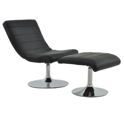 Image of Metro Gaming Swivel Chair & Footstool Black