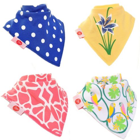 Image of Zippy Girls Bright Bandana Dribble Bibs, 4 Pack, One Size