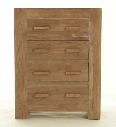 Image of Thorndon Block Bedroom Four Drawer Chest In Natural Matured Oak