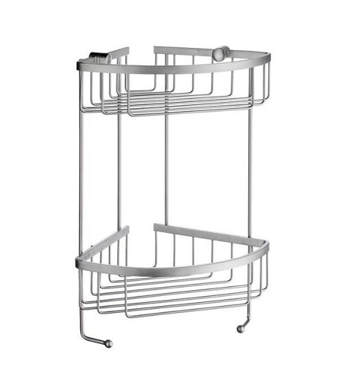 Image of Smedbo Sideline Double Corner Soap Basket - Brushed Chrome