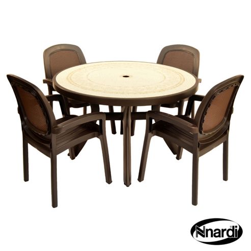 Image of Nardi Toscana 5 Piece Round Dining Set - Coffee