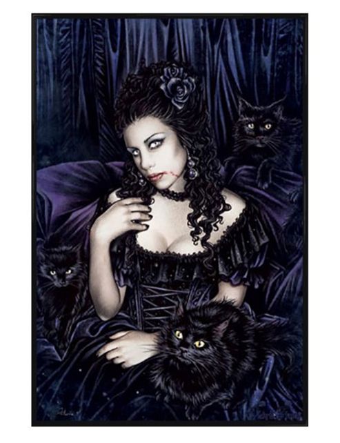 Image of Victoria Frances Gloss Black Framed Black Cat Poster