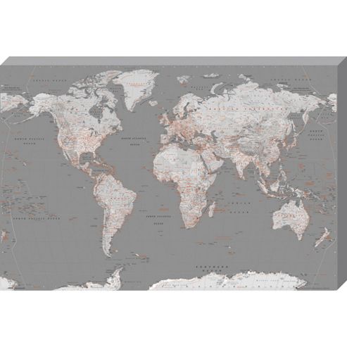 Image of World Map Canvas, 91x61cm