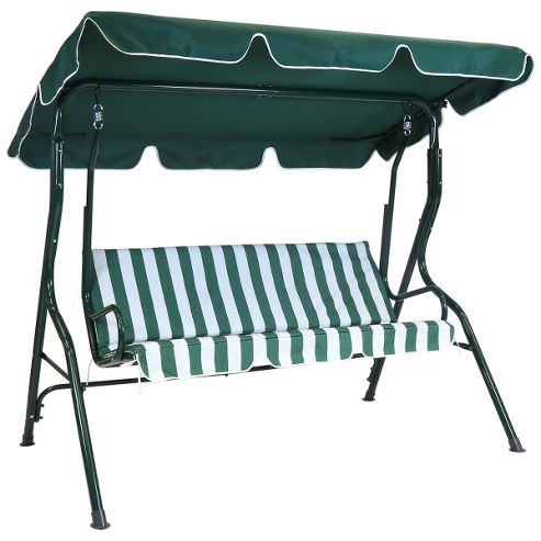Image of Bentley Garden 3 Seater Swing Seat - Green & White Striped