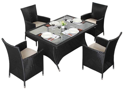 Image of Luxan Wgf-310 Port Royal Prestige Black Rectangle Dining Set - Seats 4
