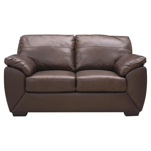 Image of Alberta Leather Small 2 Seater Sofa, Chocolate