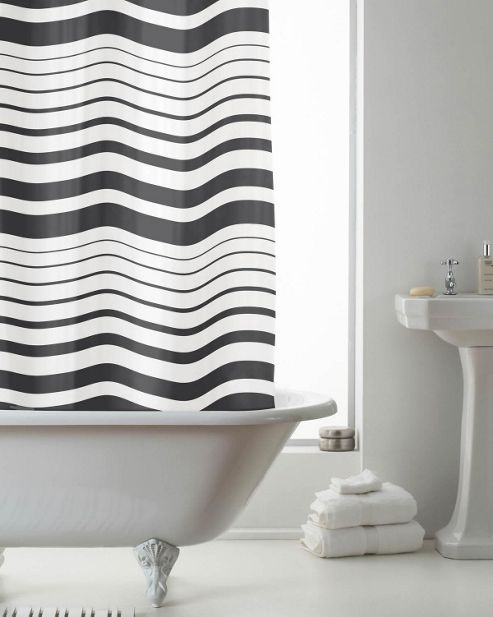Image of Peva Shower Curtain Striped - Black