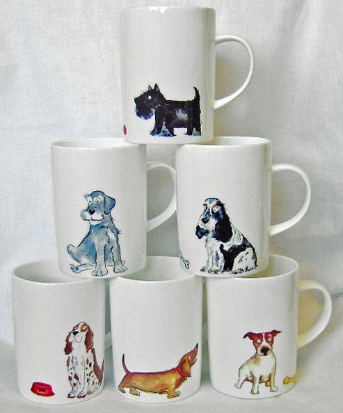 Image of Roy Kirkham Bone China Dog Design Mugs, Set Of 6