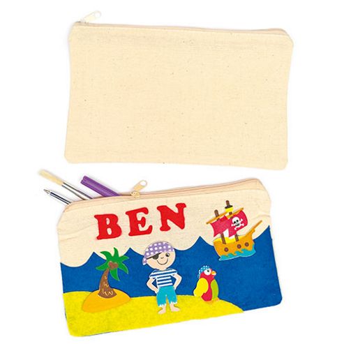 Image of Plain Calico Fabric Pencil Cases (pack Of 5)