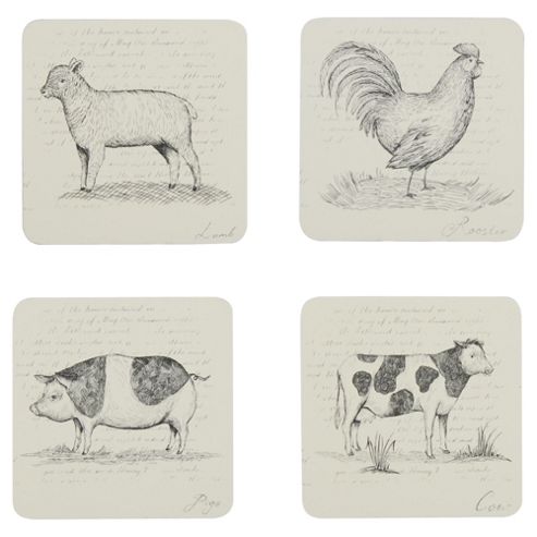 Image of Tesco Farm Animal Coasters, 4 Pack