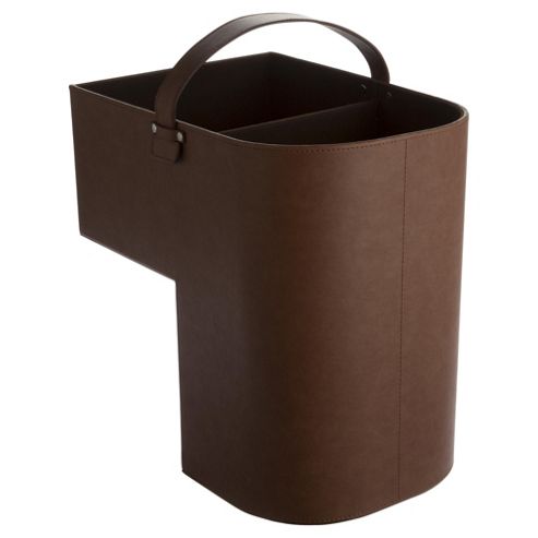 Image of Brown Faux Leather Stair Basket