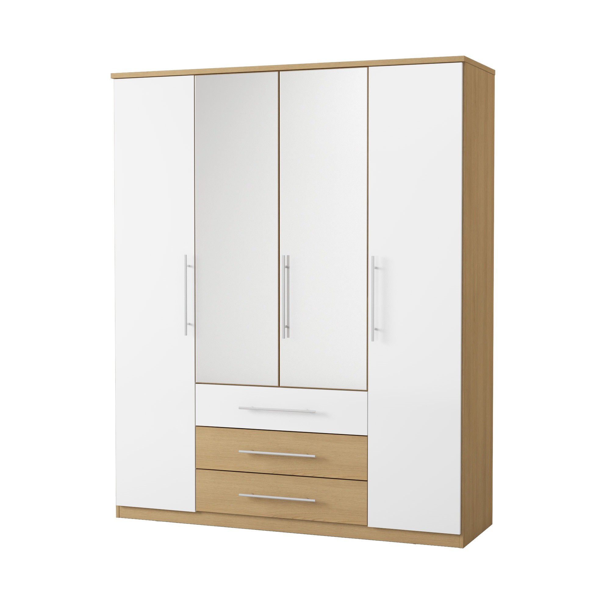 Urbane Designs Sorrento 4 Door 3 Drawer CNT Mirror Wardrobe at Tescos Direct