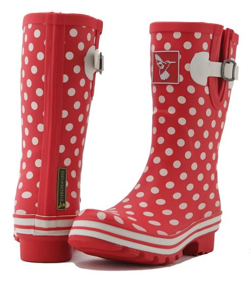 Image of Evercreatures Ladies Evergreen Short Wellies White Polka Dots 6